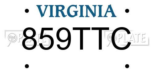 859TTC Virginia License Plate