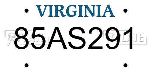 85AS291 Virginia License Plate