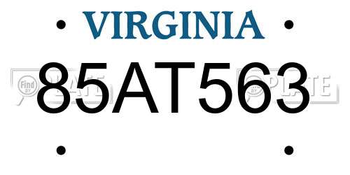 85AT563 Virginia License Plate
