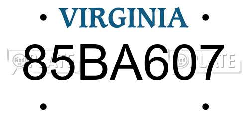 85BA607 Virginia License Plate