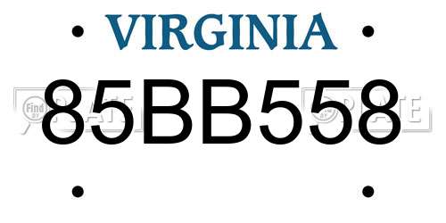 85BB558 Virginia License Plate
