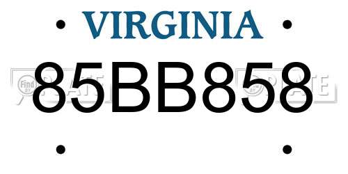 85BB858 Virginia License Plate