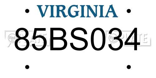 85BS034 Virginia License Plate