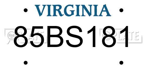 85BS181 Virginia License Plate