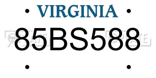 85BS588 Virginia License Plate