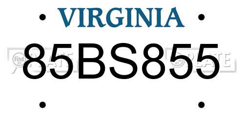 85BS855 Virginia License Plate