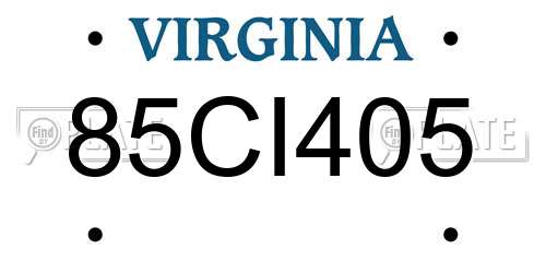 85CI405 Virginia License Plate