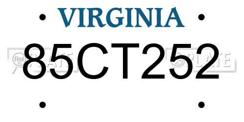 85CT252 Virginia License Plate