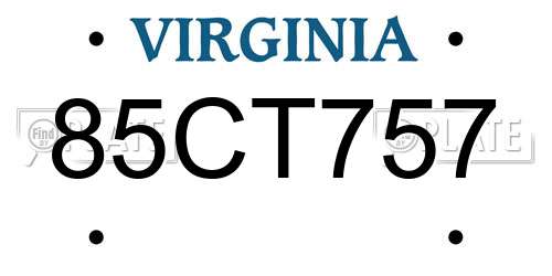 85CT757 Virginia License Plate