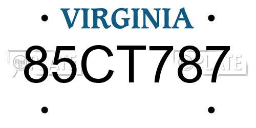 85CT787 Virginia License Plate