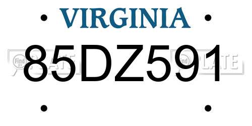85DZ591 Virginia License Plate