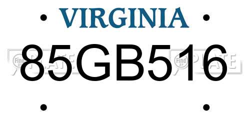 85GB516 Virginia License Plate
