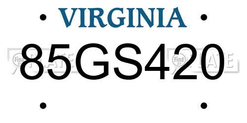 85GS420 Virginia License Plate