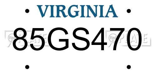 85GS470 Virginia License Plate