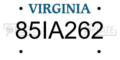 85IA262 Virginia License Plate