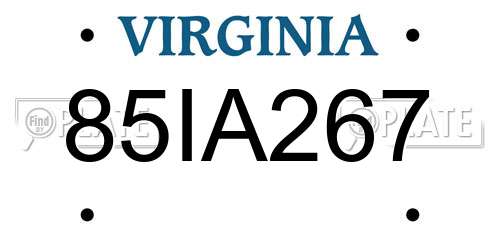 85IA267 Virginia License Plate