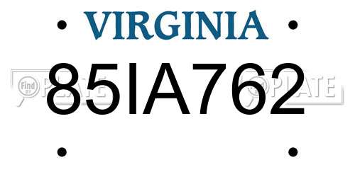 85IA762 Virginia License Plate