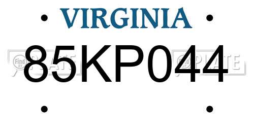 85KP044 Virginia License Plate