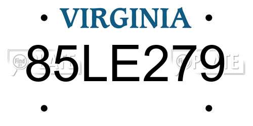 85LE279 Virginia License Plate