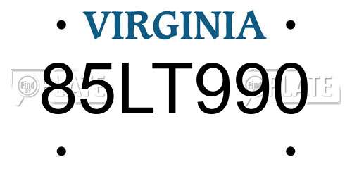 85LT990 Virginia License Plate