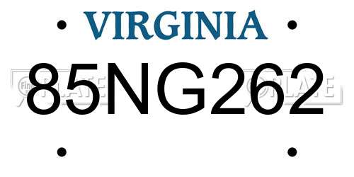 85NG262 Virginia License Plate
