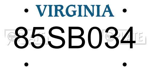 85SB034 Virginia License Plate