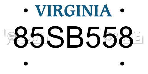 85SB558 Virginia License Plate