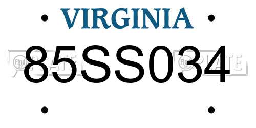 85SS034 Virginia License Plate