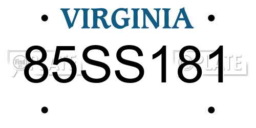 85SS181 Virginia License Plate