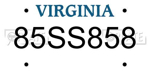85SS858 Virginia License Plate