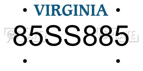 85SS885 Virginia License Plate