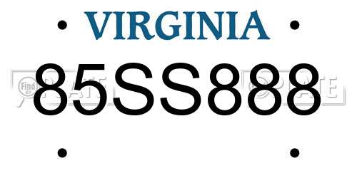 85SS888 Virginia License Plate
