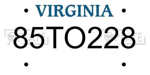 85TO228 Virginia License Plate