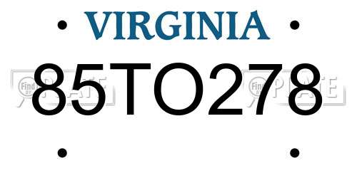 85TO278 Virginia License Plate