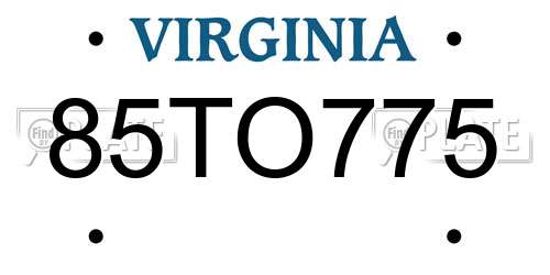 85TO775 Virginia License Plate