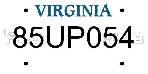 85UP054 Virginia License Plate