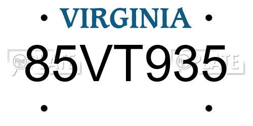 85VT935 Virginia License Plate