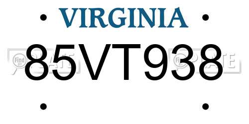 85VT938 Virginia License Plate
