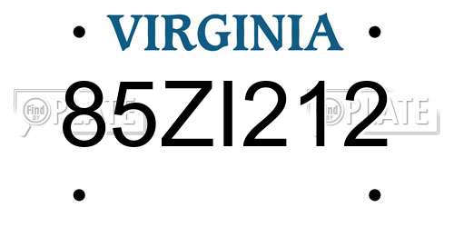 85ZI212 Virginia License Plate