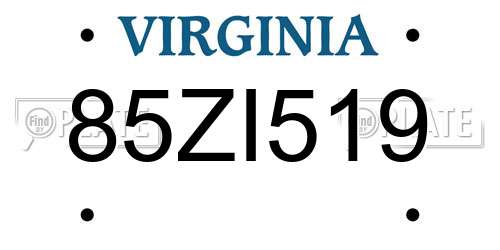 85ZI519 Virginia License Plate