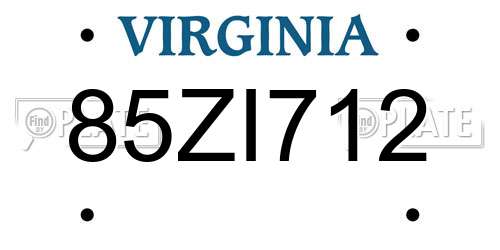 85ZI712 Virginia License Plate