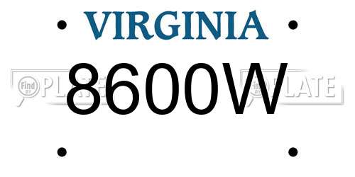 8600W Virginia License Plate