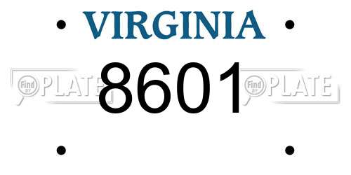 8601 Virginia License Plate