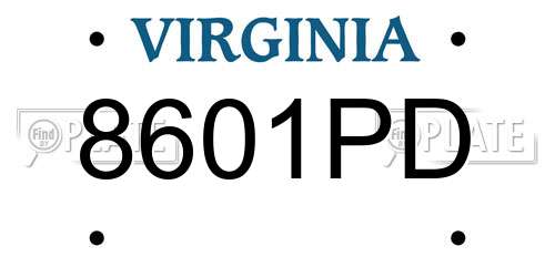 8601PD Virginia License Plate