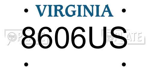 8606US Virginia License Plate