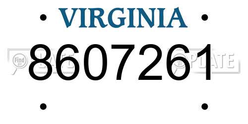 8607261 Virginia License Plate