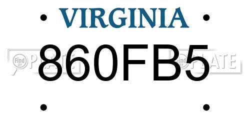 860FB5 Virginia License Plate