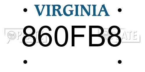860FB8 Virginia License Plate