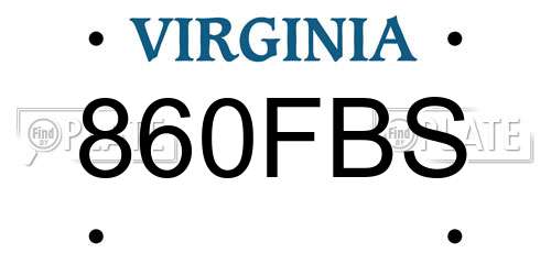 860FBS Virginia License Plate