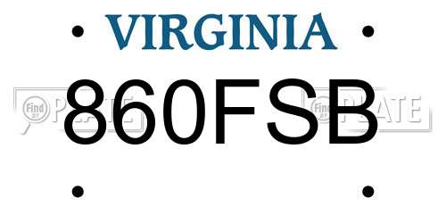 860FSB Virginia License Plate